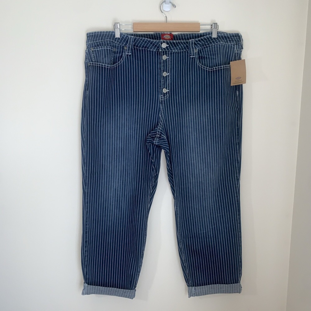 Dickies Junior Plus Jeans 24 Comfort Stretch Skinny High Rise Stripe Farmcore